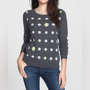 Halogen Cashmere Polka Dot Sweater Dark Gray Sz M | EUC